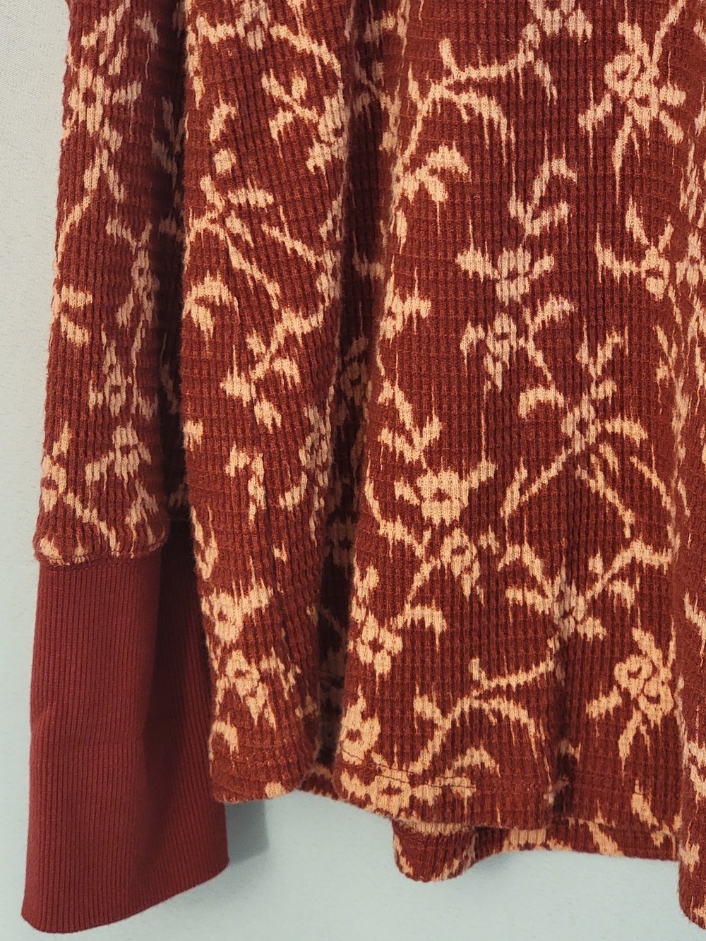 Knox Rose Waffle Knit Floral Ribbed Top Size 1X - Picture 4 of 7